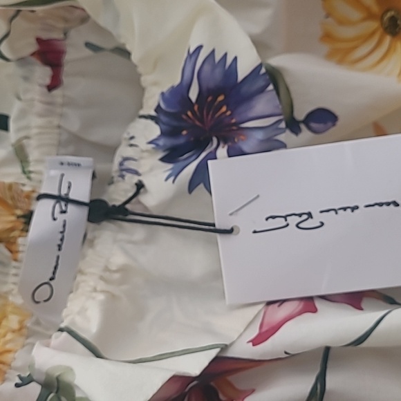 OSCAR DE LA RENTA  Off-Shoulder Floral Stretch-Cotton Blouse - White - Picture 6 of 10